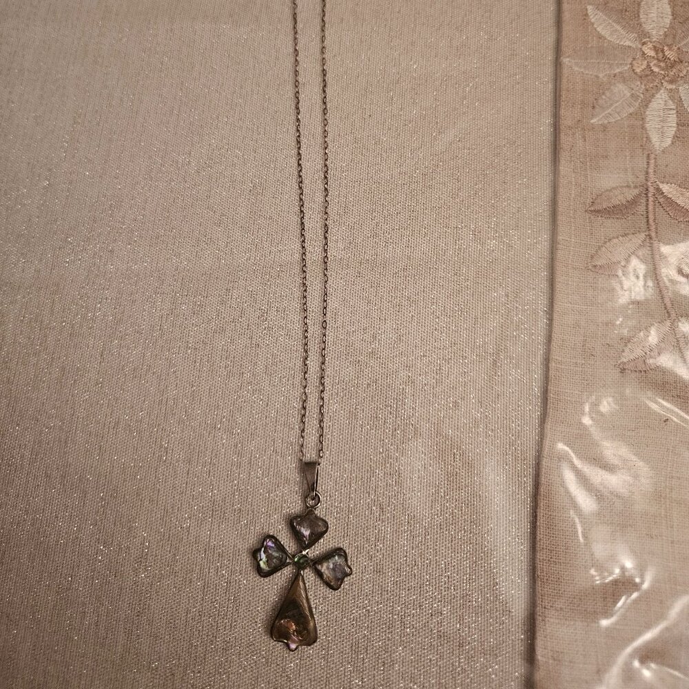 Mexican Sterling with Abalone Cross and Chain